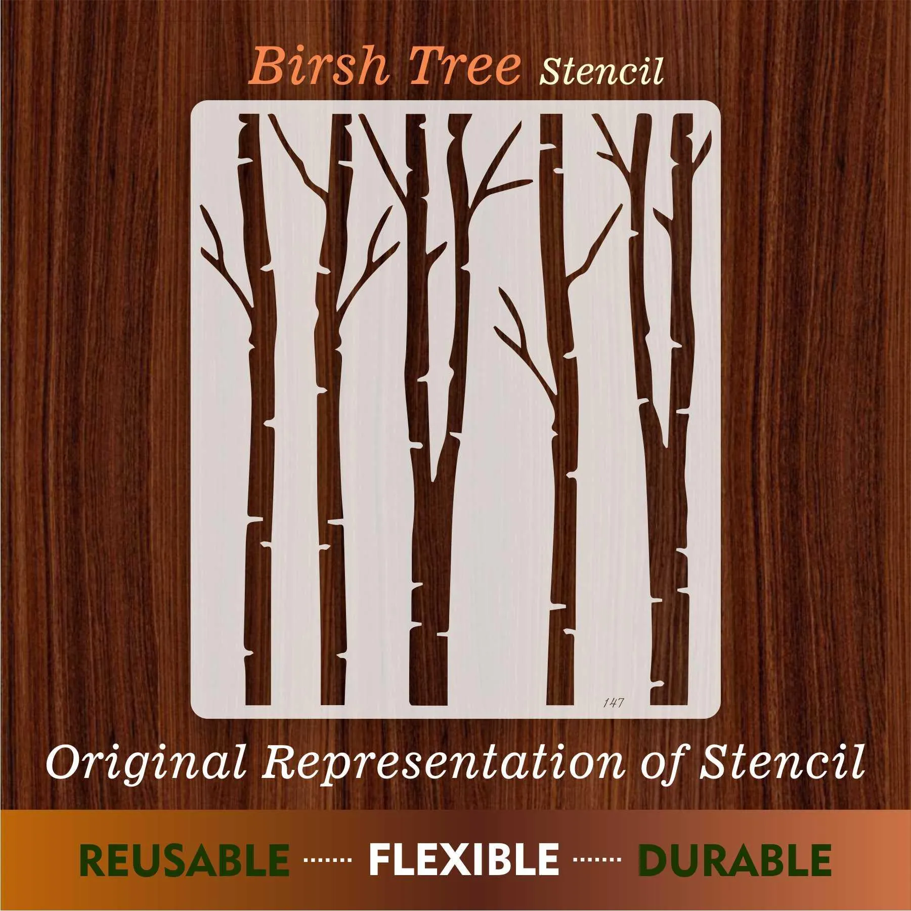 Brish Tree Reusable Stencil For Canvas And Wall Painting.ID#147