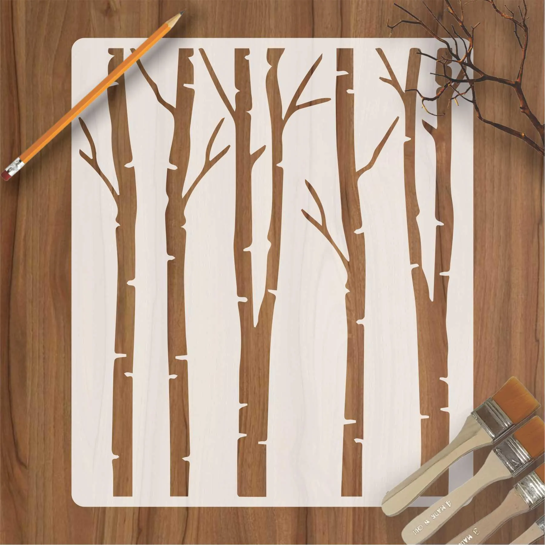 Brish Tree Reusable Stencil For Canvas And Wall Painting.ID#147