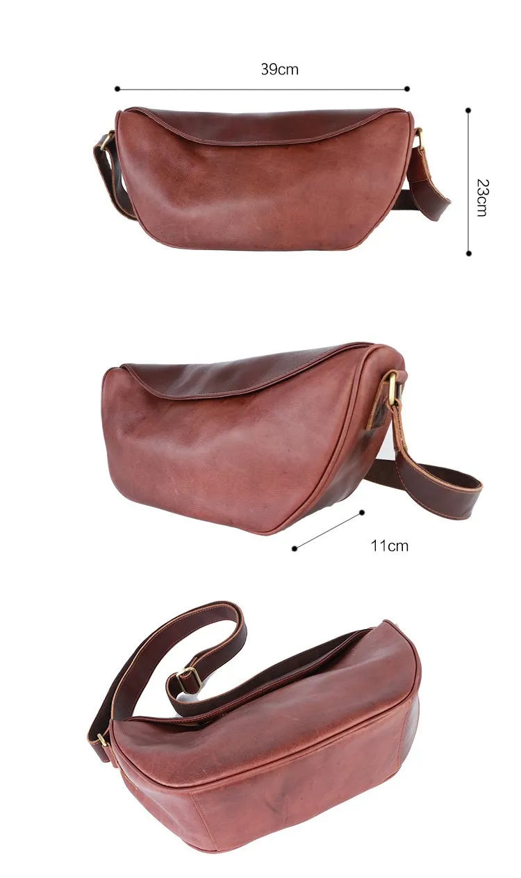 Brown Cool Leather Mens Saddle Messenger Bag Black Courier Bag Black Postman Bag For Men