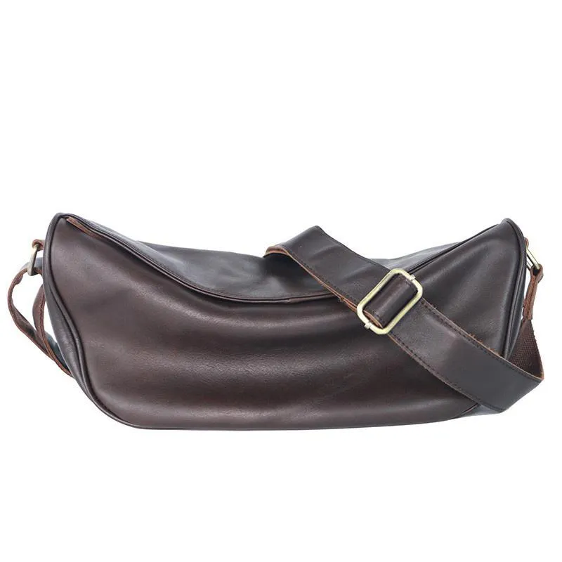 Brown Cool Leather Mens Saddle Messenger Bag Black Courier Bag Black Postman Bag For Men