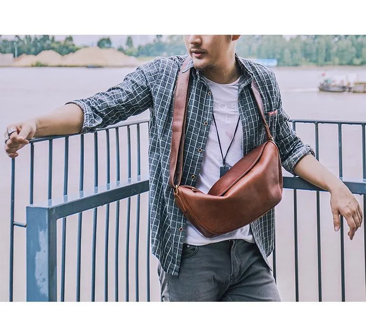 Brown Cool Leather Mens Saddle Messenger Bag Black Courier Bag Black Postman Bag For Men