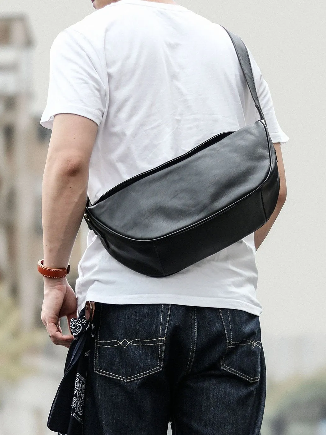 Brown Cool Leather Mens Saddle Messenger Bag Black Courier Bag Black Postman Bag For Men