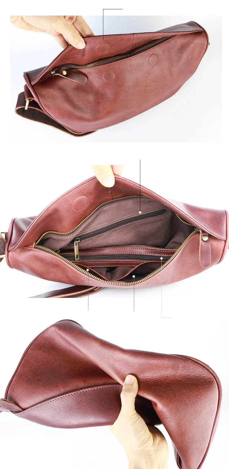 Brown Cool Leather Mens Saddle Messenger Bag Black Courier Bag Black Postman Bag For Men