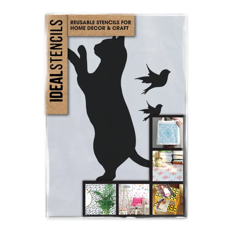 Cat and Bird Stencil