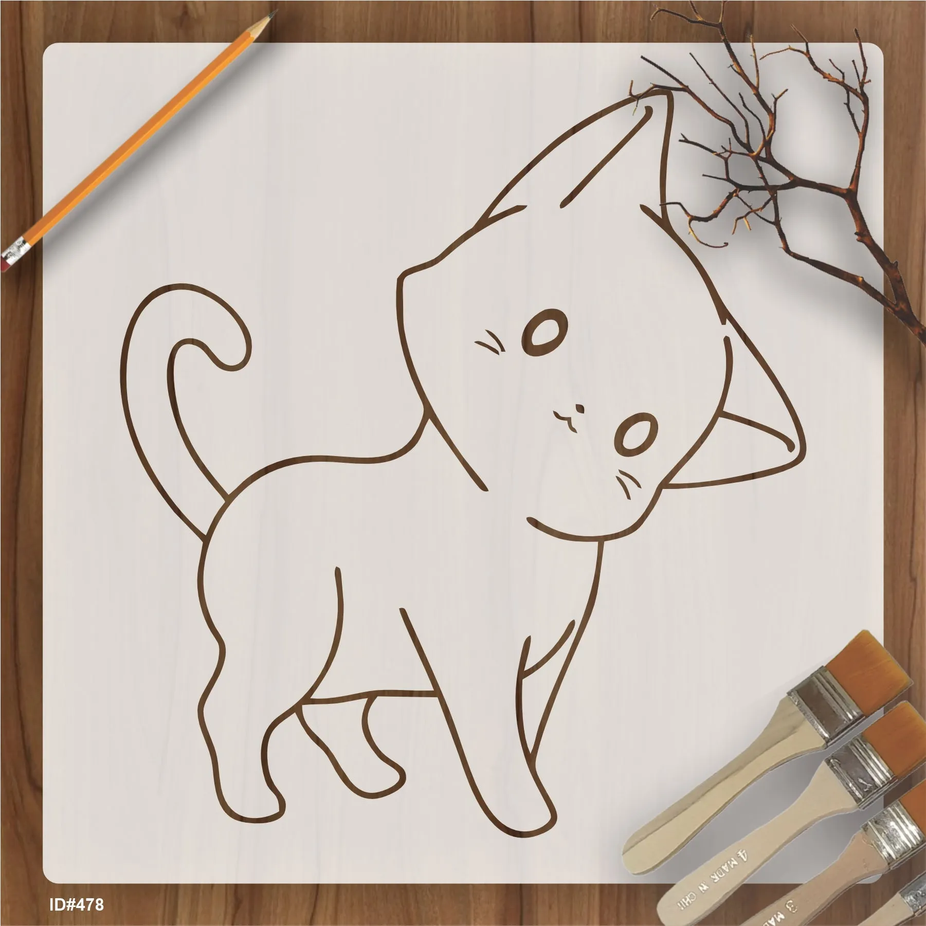 Cat Reusable Stencil For Canvas And Wall Painting.ID #478