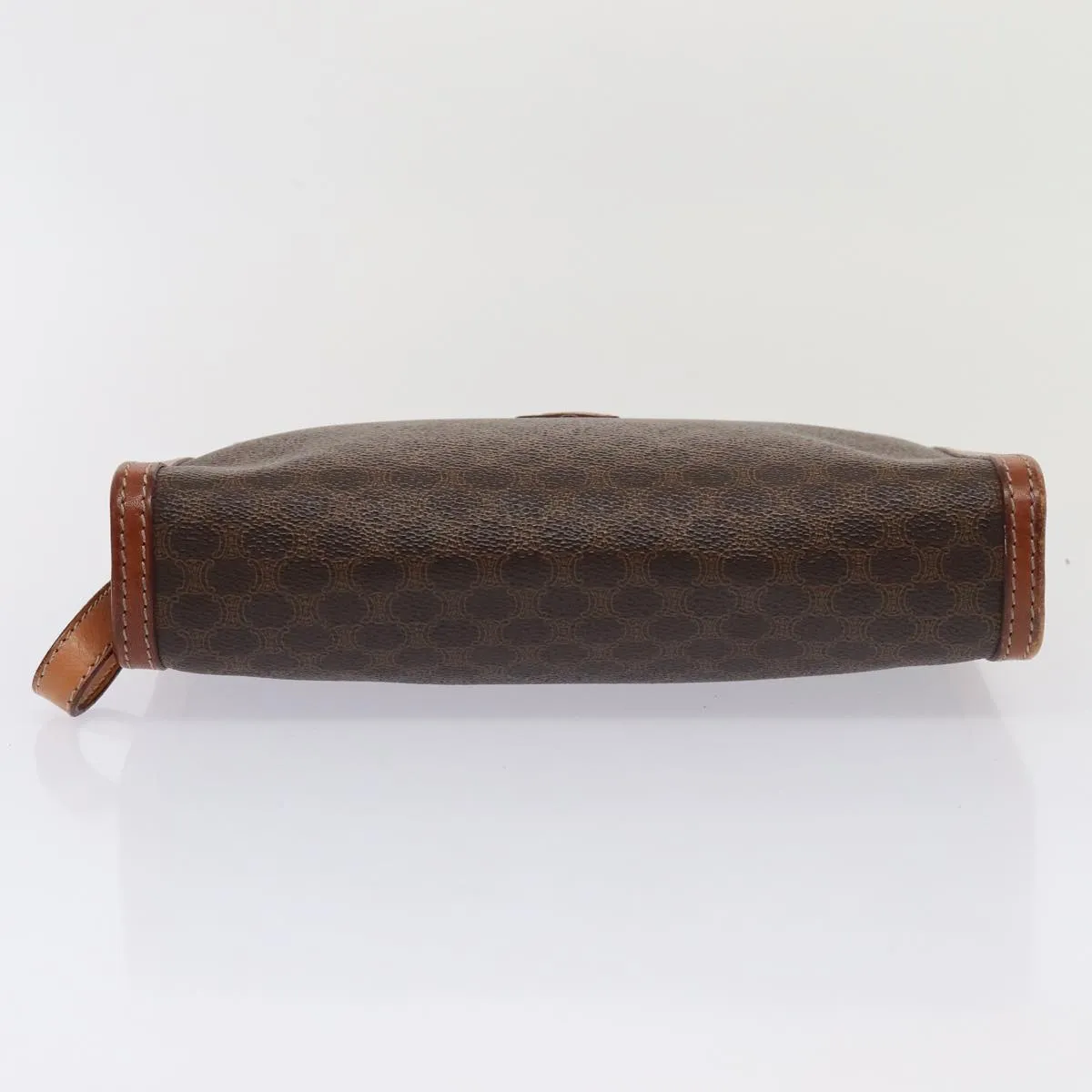CELINE Macadam Canvas Clutch Bag PVC Leather Brown Auth 83453