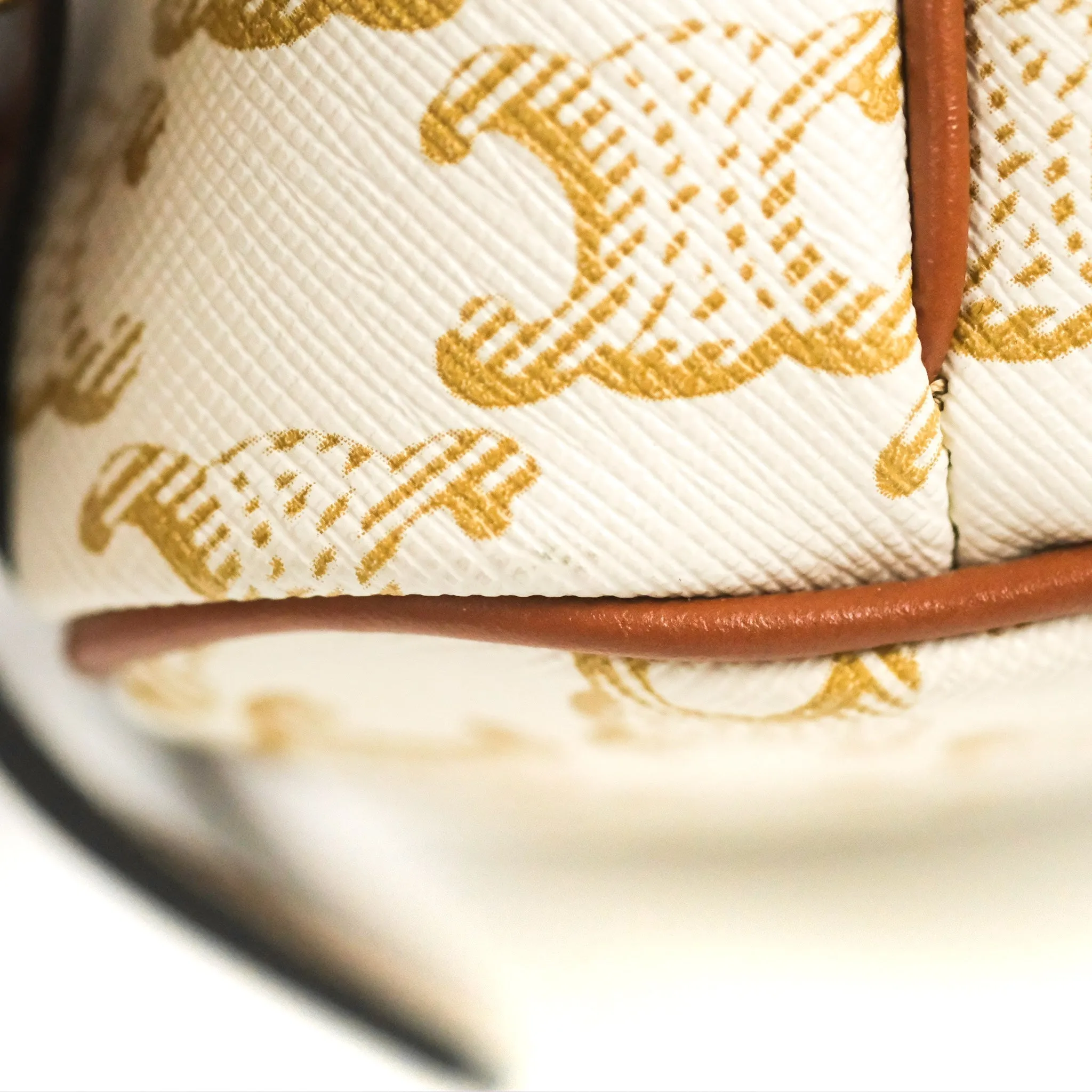 Celine Mini Floco Backpack Triomphe Canvas White Tan Calfskin