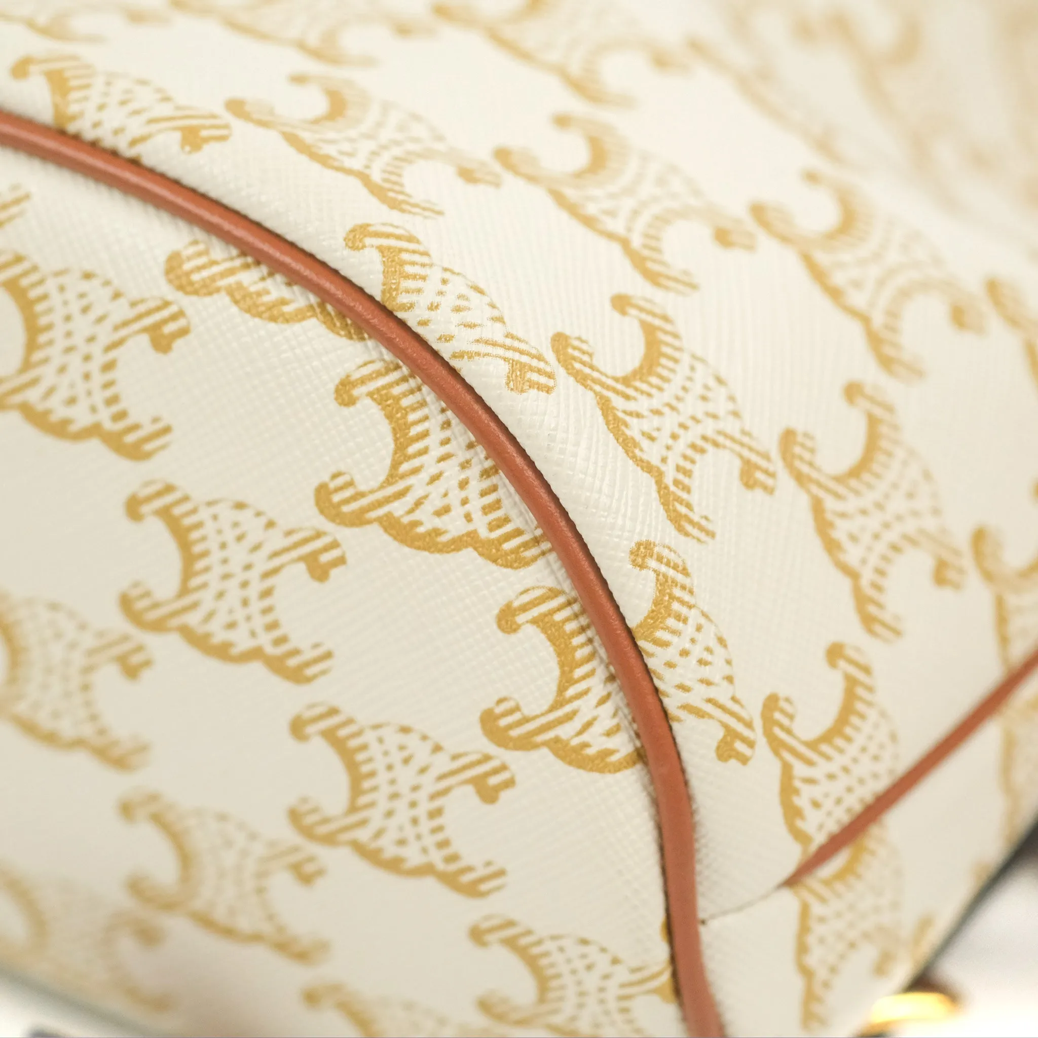 Celine Mini Floco Backpack Triomphe Canvas White Tan Calfskin