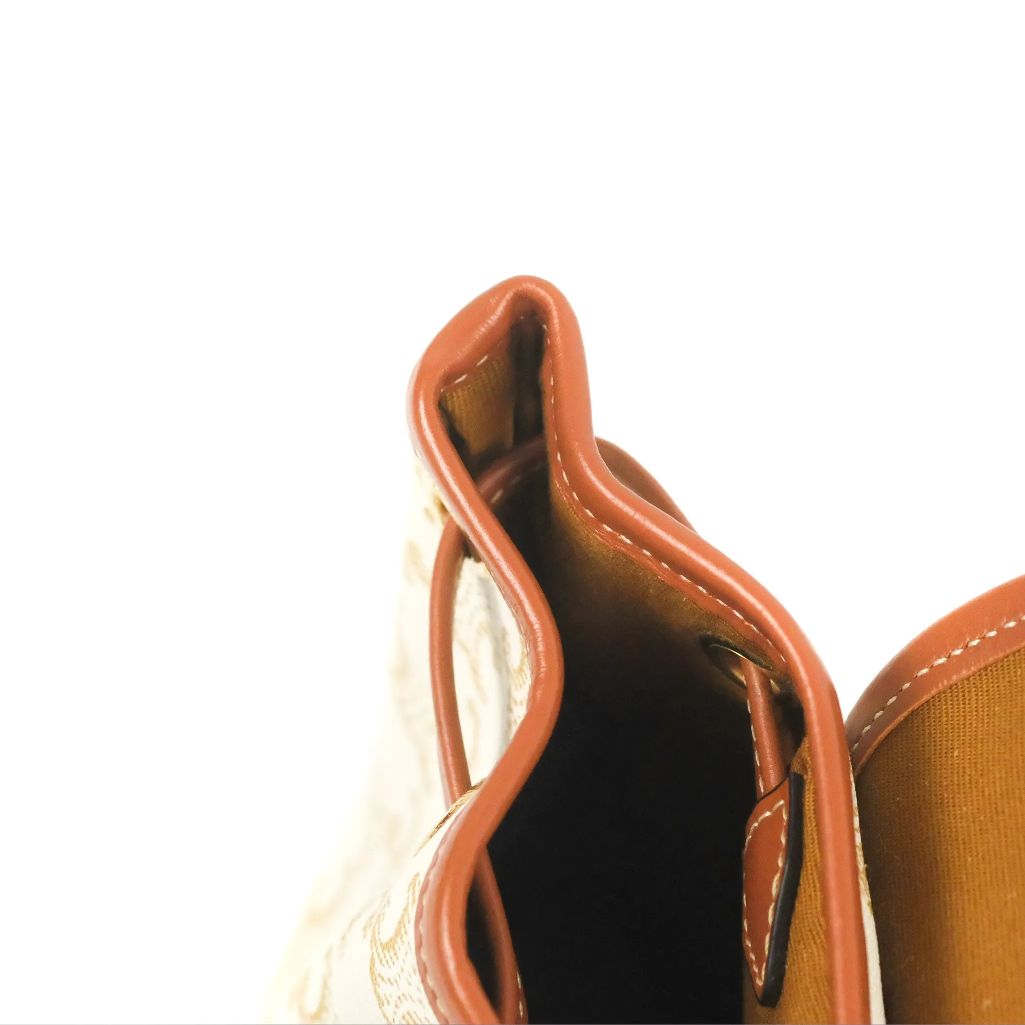 Celine Mini Floco Backpack Triomphe Canvas White Tan Calfskin