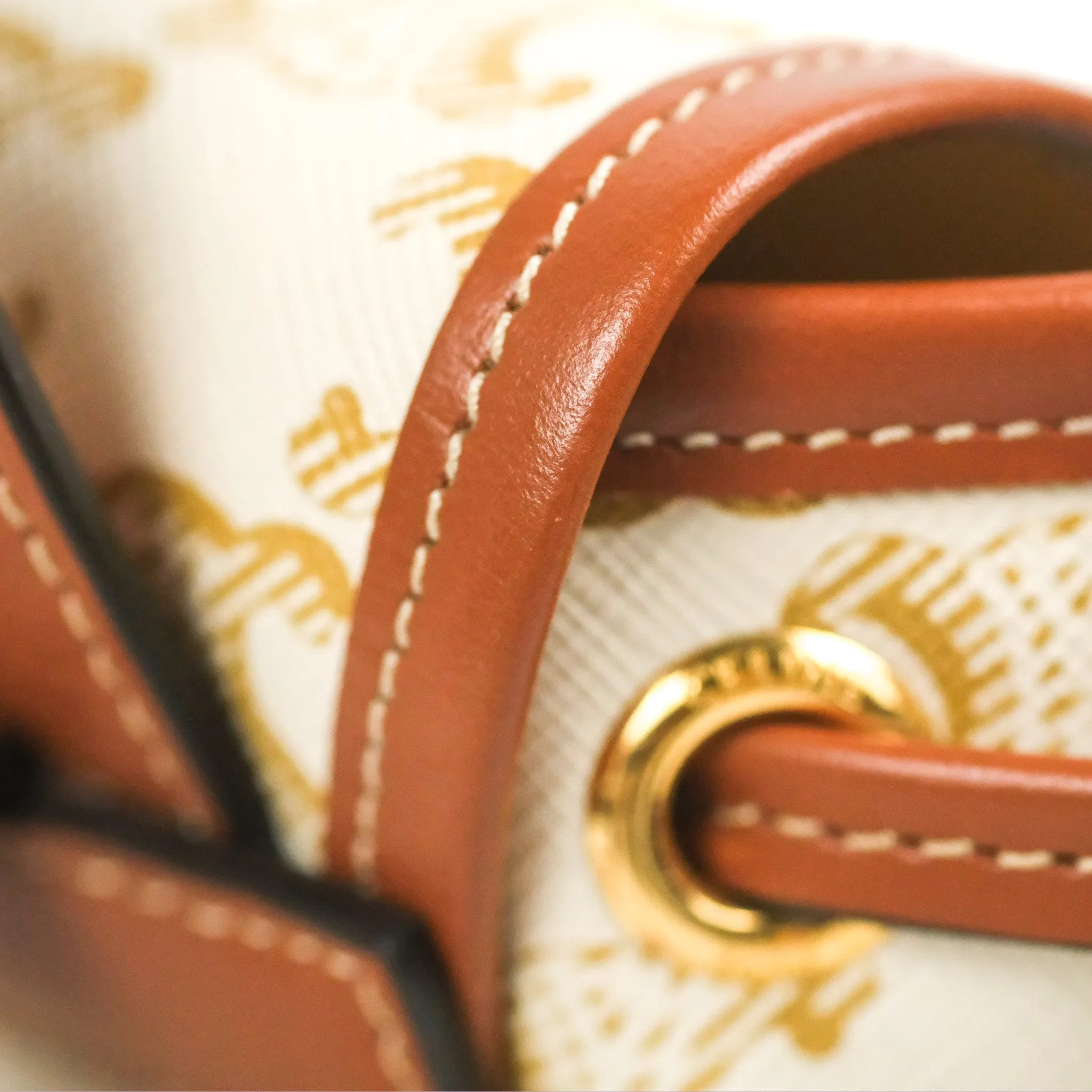 Celine Mini Floco Backpack Triomphe Canvas White Tan Calfskin