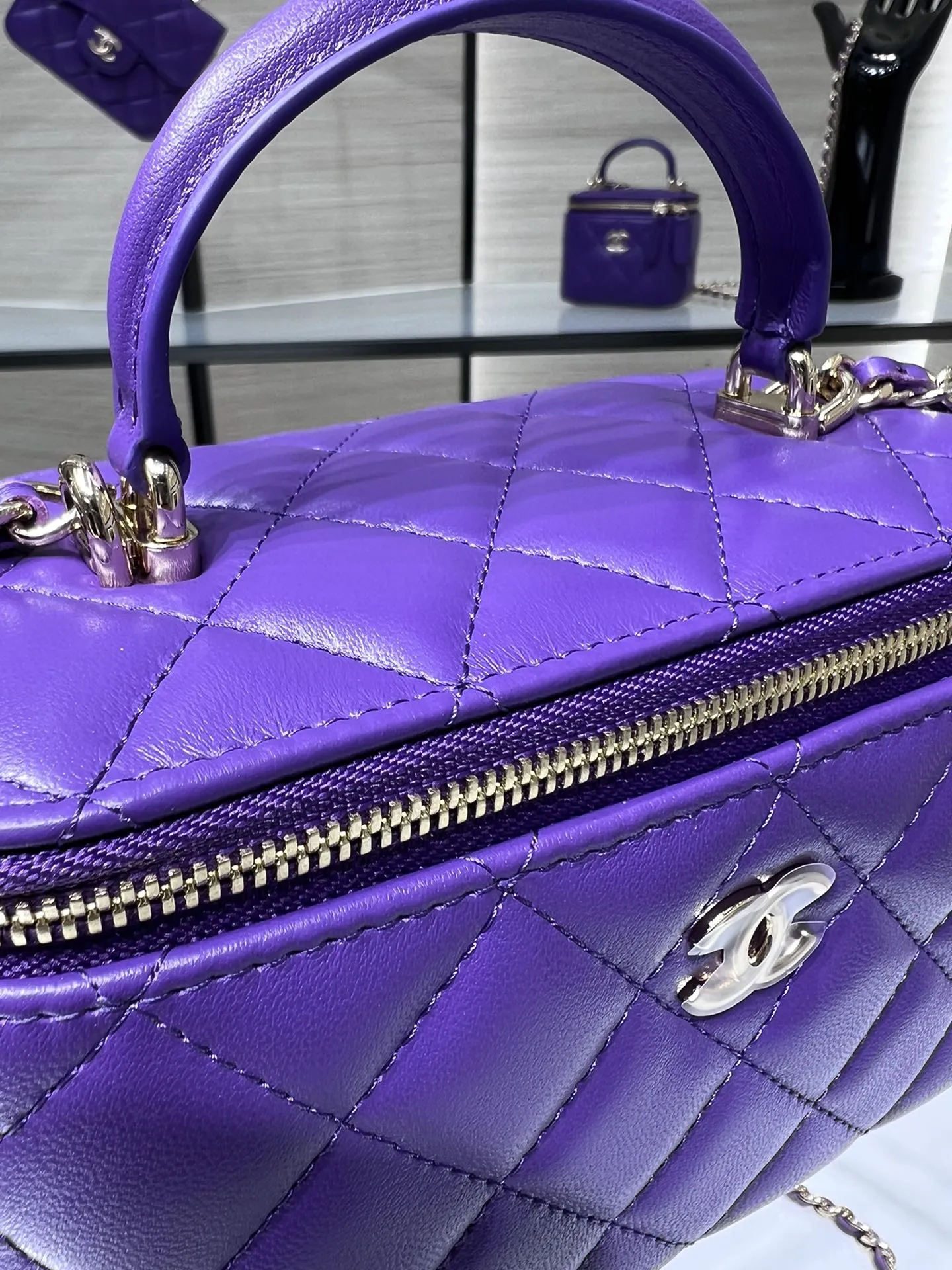 CHLVanity With Chain Silver Hardware Purple For Women, Women&#8217;s Handbags, Shoulder Bags 6.7in/17cm
