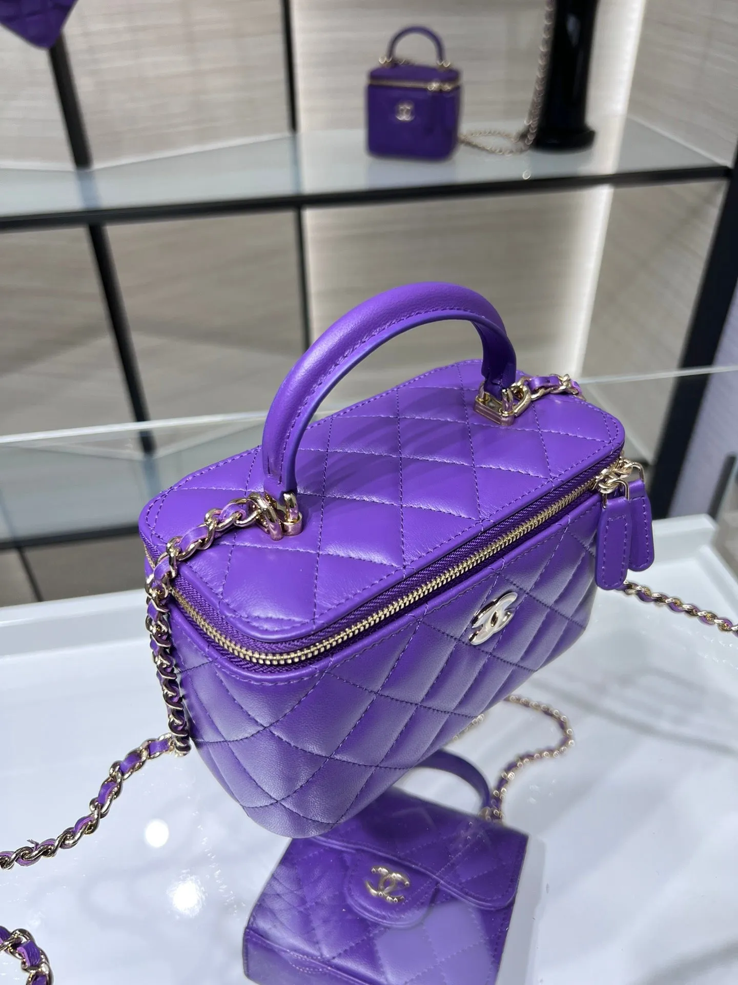 CHLVanity With Chain Silver Hardware Purple For Women, Women&#8217;s Handbags, Shoulder Bags 6.7in/17cm