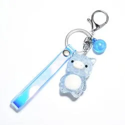 Crackled Acrylic Pig KeyChain, Lights Up!  Super Cute for Kids*