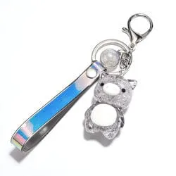 Crackled Acrylic Pig KeyChain, Lights Up!  Super Cute for Kids*