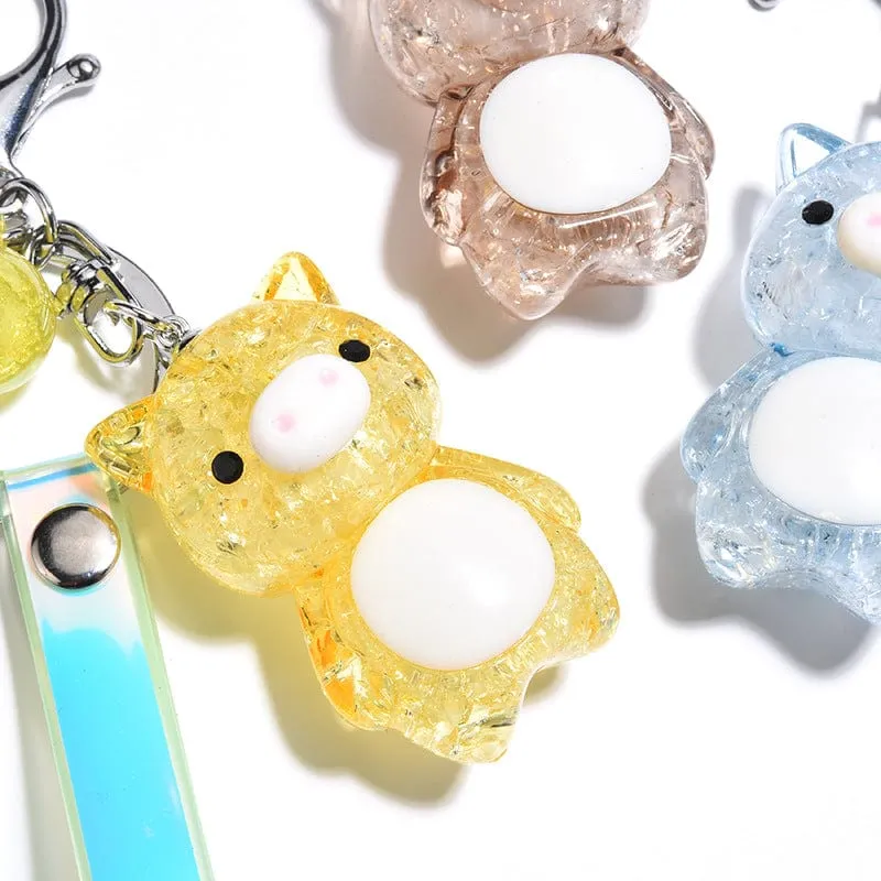 Crackled Acrylic Pig KeyChain, Lights Up!  Super Cute for Kids*