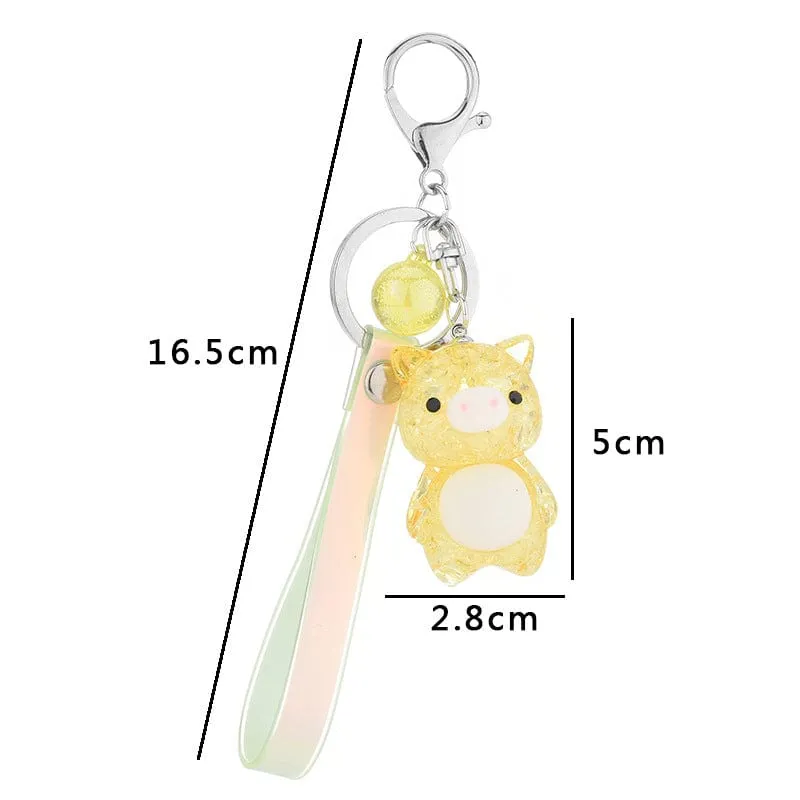 Crackled Acrylic Pig KeyChain, Lights Up!  Super Cute for Kids*