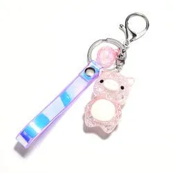 Crackled Acrylic Pig KeyChain, Lights Up!  Super Cute for Kids*