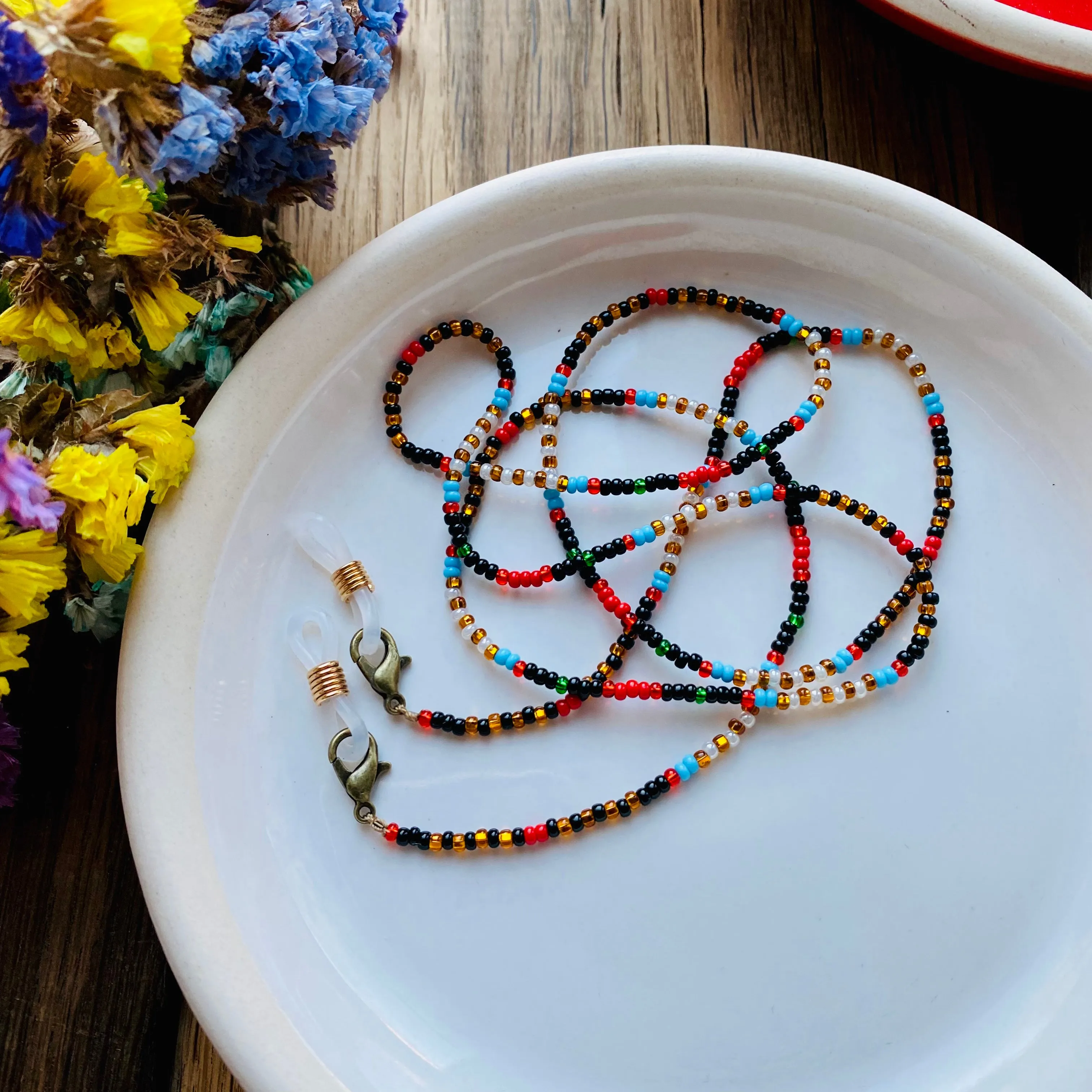 Dainty Colorful Seed Bead Glasses Chain, Hippie Boho Beaded Lanyard Plus Size, Teacher Lanyard, Airpod Chain, Eyeglass Strap,Face Mask Chain