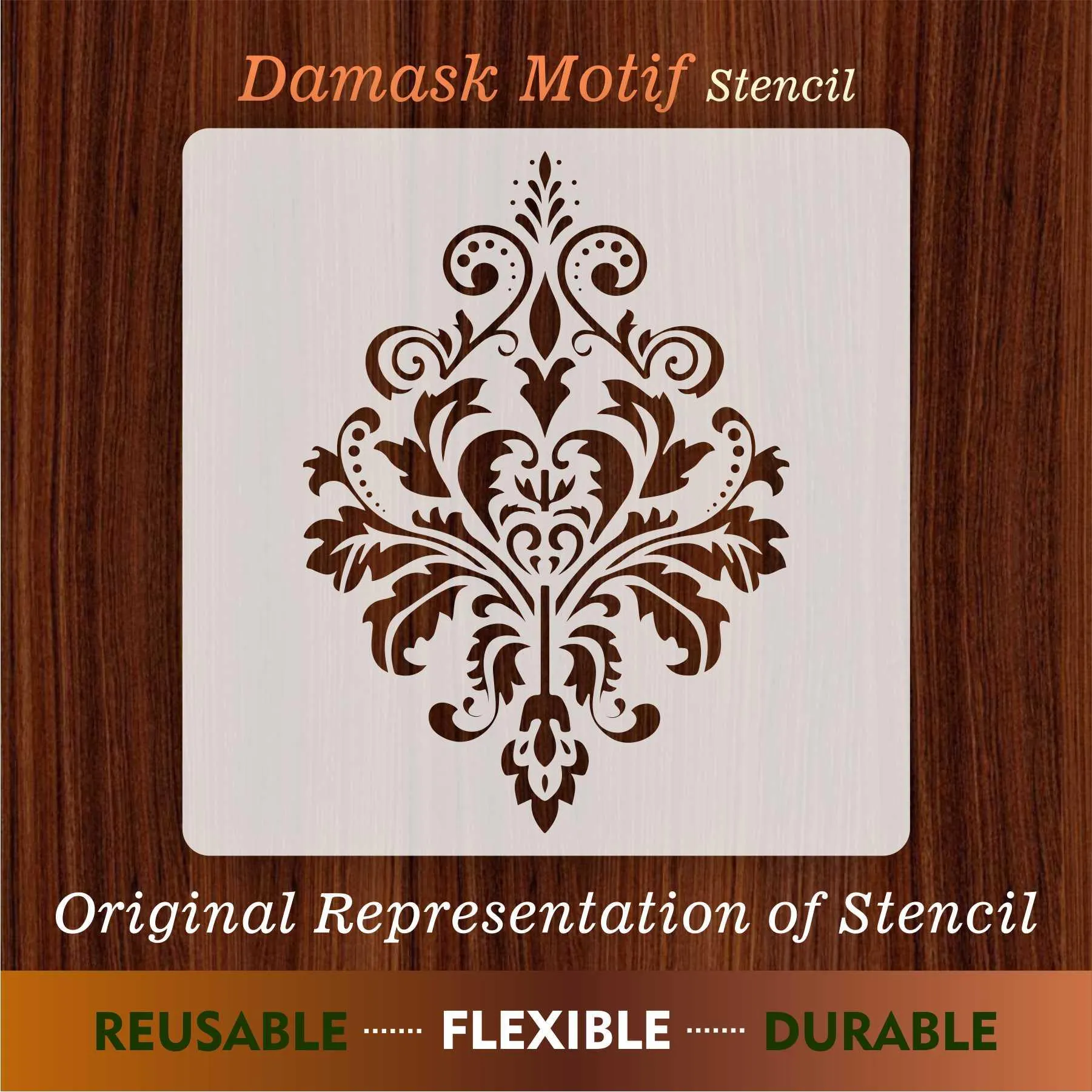 Damask Motif Reusable Stencil for Canvas and wall painting.ID#151