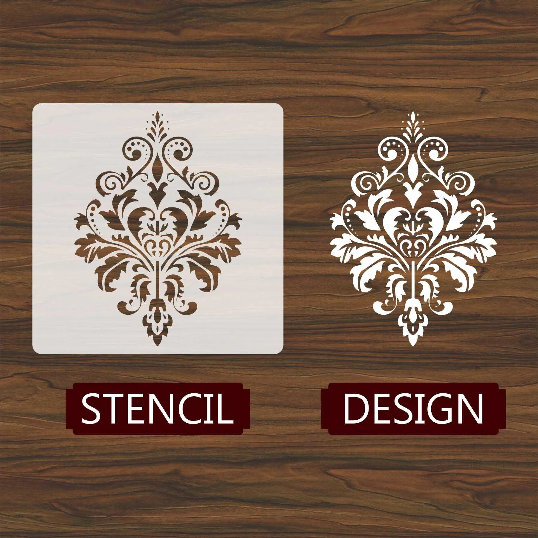Damask Motif Reusable Stencil for Canvas and wall painting.ID#151