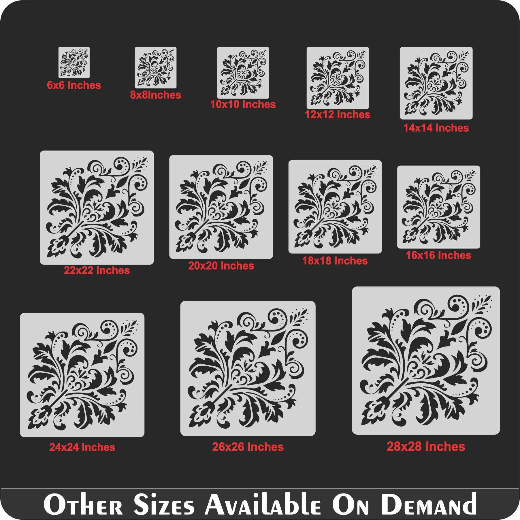 Damask Motif Reusable Stencil for Canvas and wall painting.ID#151