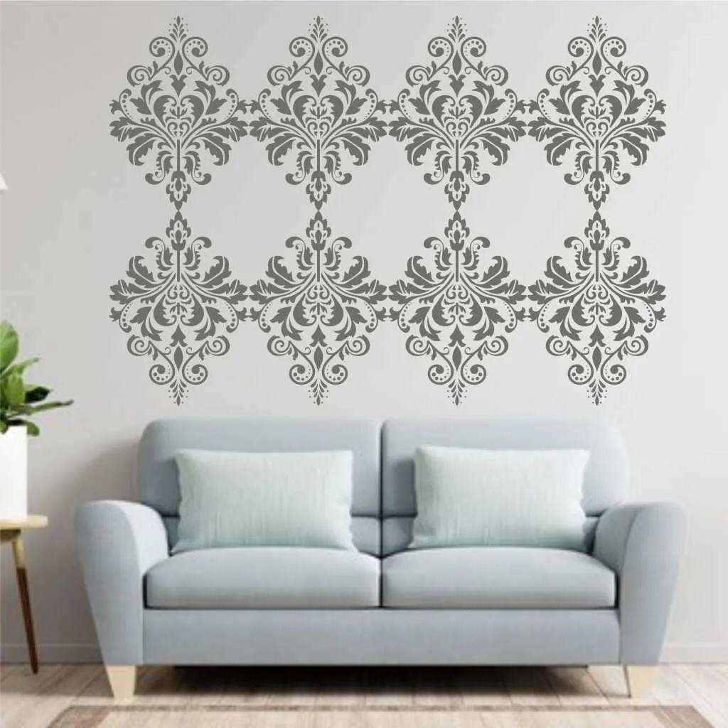 Damask Motif Reusable Stencil for Canvas and wall painting.ID#151