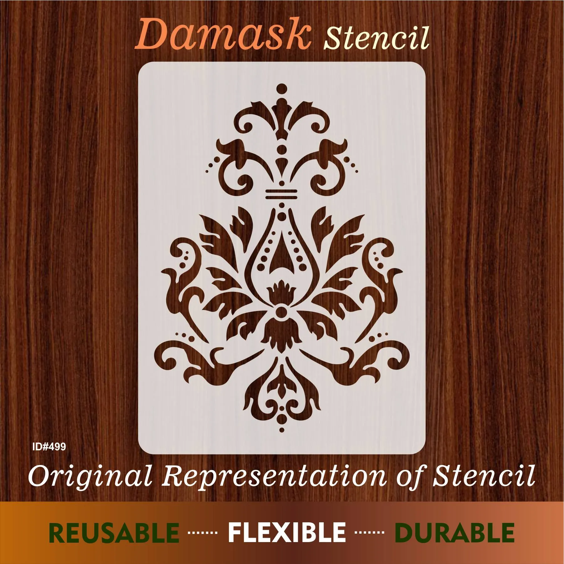 Damask Reusable Stencil Used for Tile, Wood, Floor, Wall. ID #499