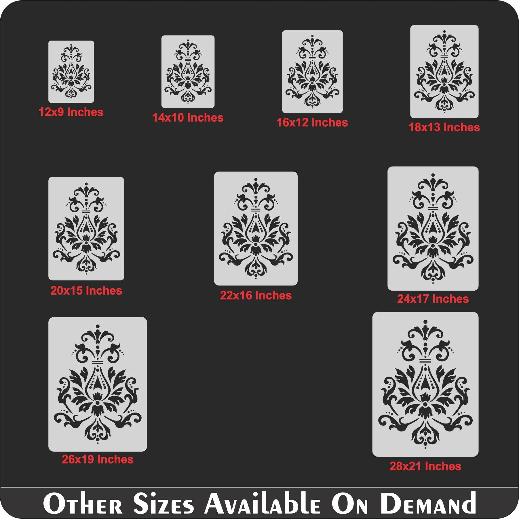 Damask Reusable Stencil Used for Tile, Wood, Floor, Wall. ID #499