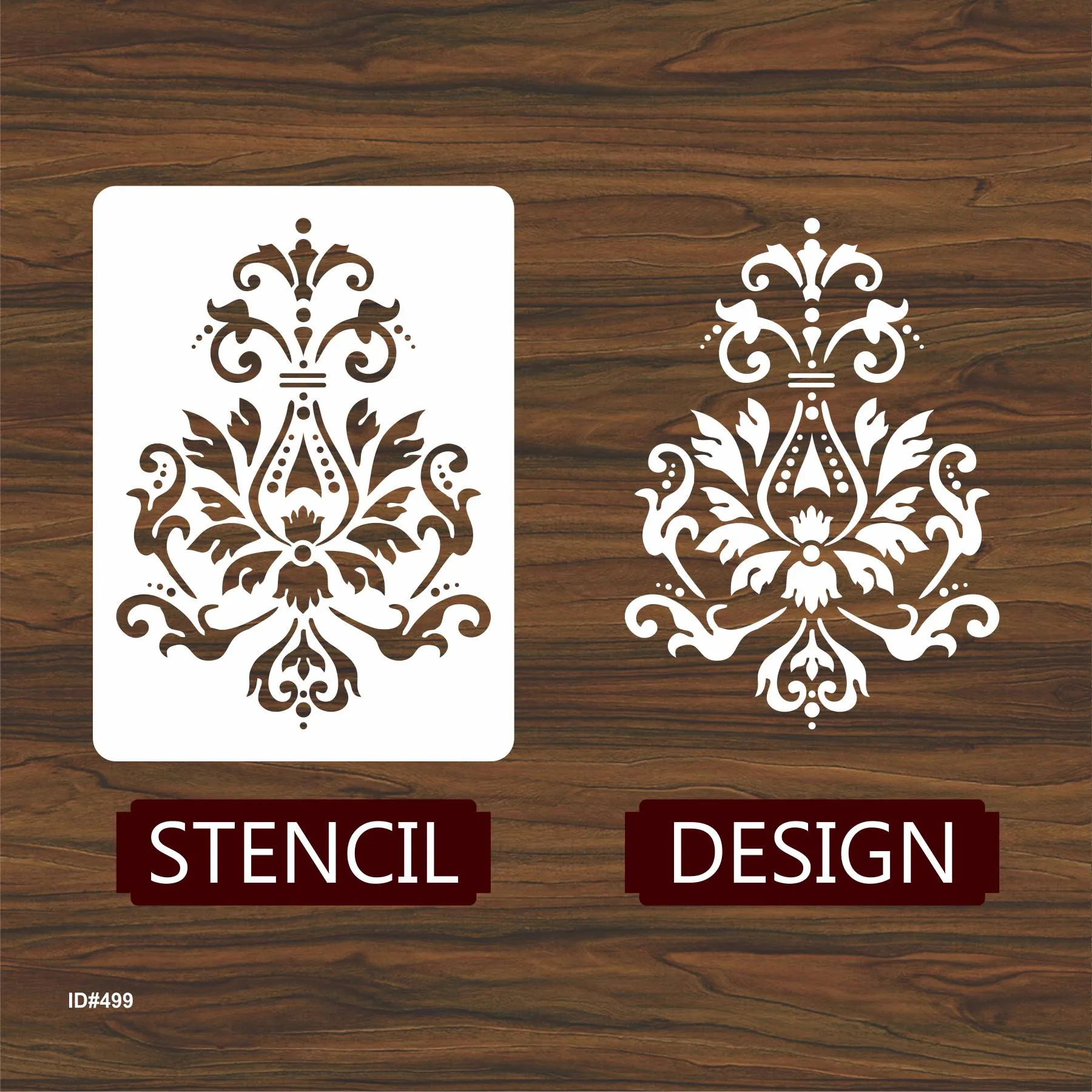 Damask Reusable Stencil Used for Tile, Wood, Floor, Wall. ID #499
