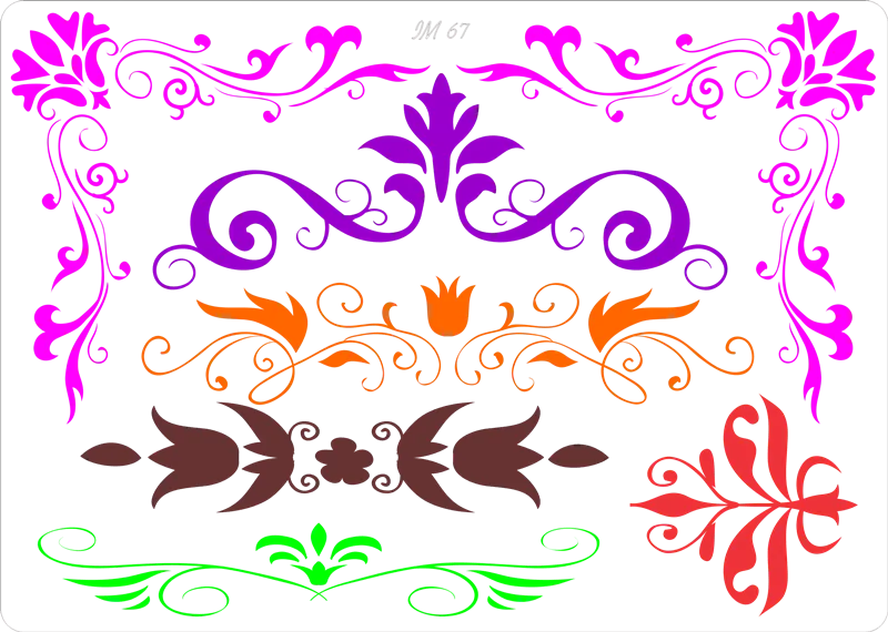 Different Borders in 1 Reusable Stencil for Canvas and wall painting.ID#67