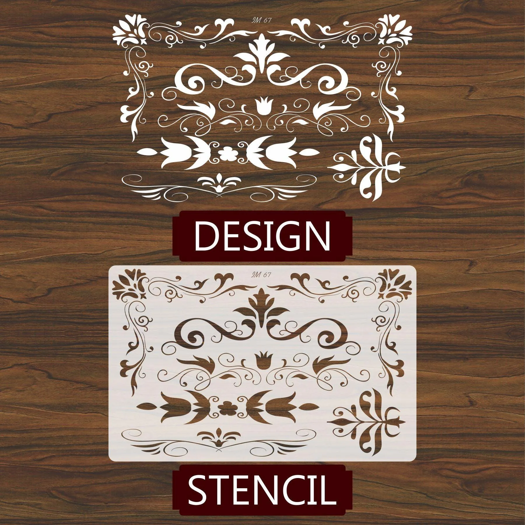 Different Borders in 1 Reusable Stencil for Canvas and wall painting.ID#67