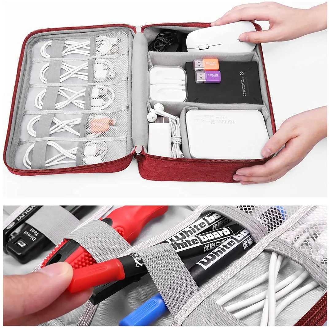 Electronics Accessories Organizer/Travel Gadget Bag For Cables, Plug And More (Black)