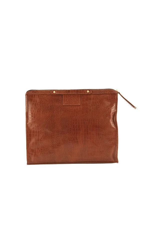 EMBOSSED CROC BANKER'S CLUTCH