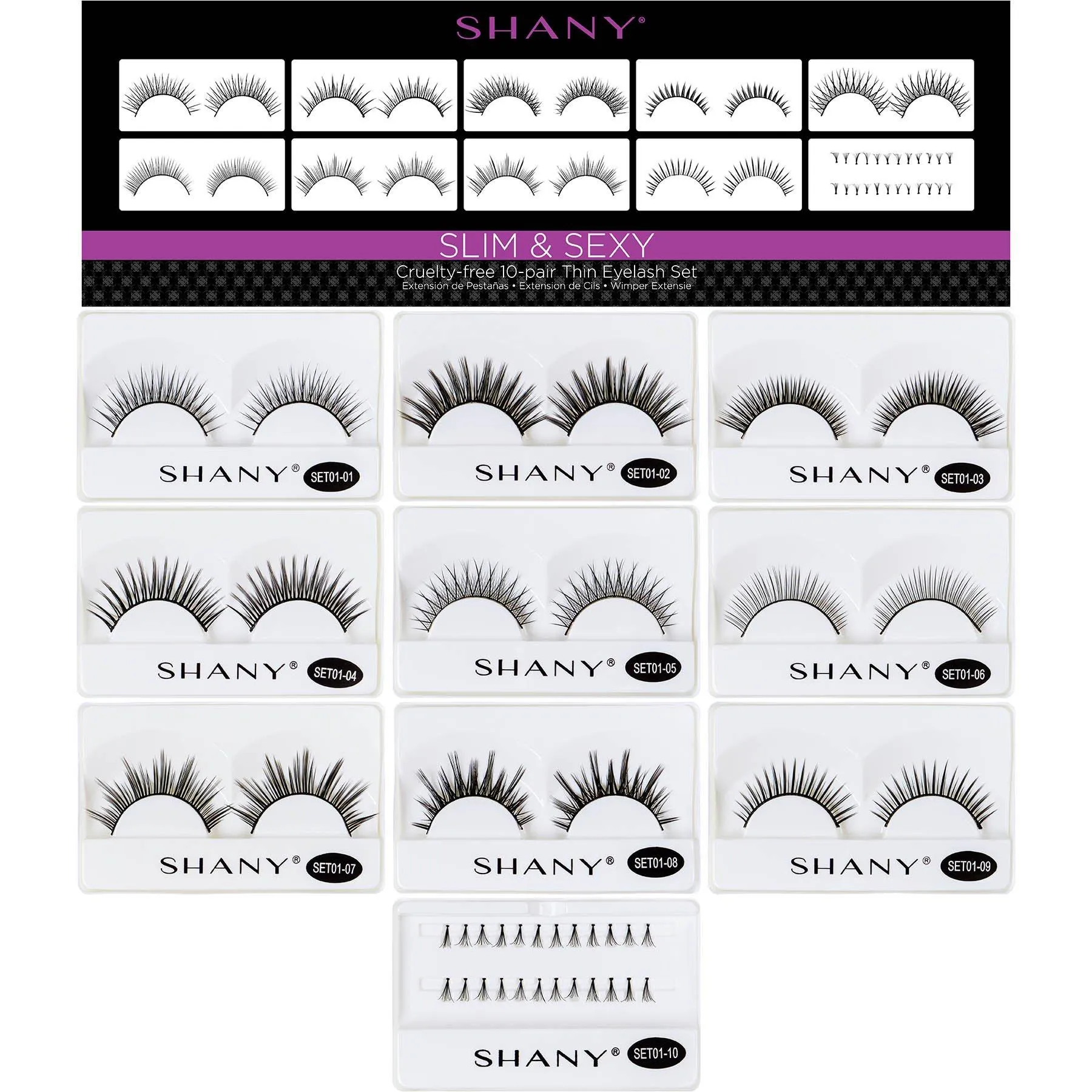 Eyelash extend - set of 10 assorted reusable eyelashes