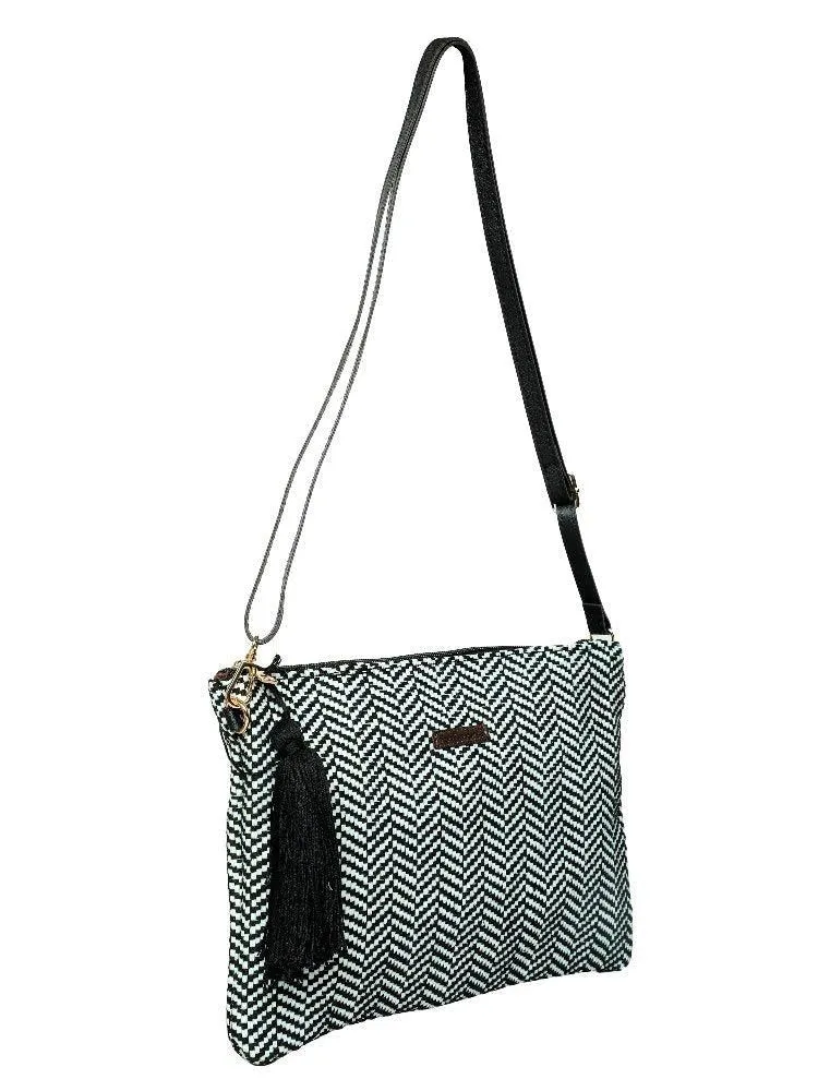 FabSeasons Unisex White-Black Toiletry, Travel ,Cosmetic, Pouch with Sling