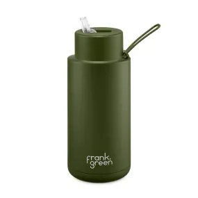 Frank Green 1L Ceramic Water Bottle with Straw Khaki Green
