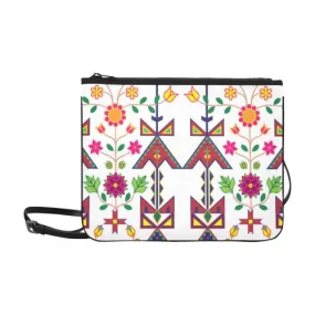 Geometric Floral Spring-White Slim Clutch Bag