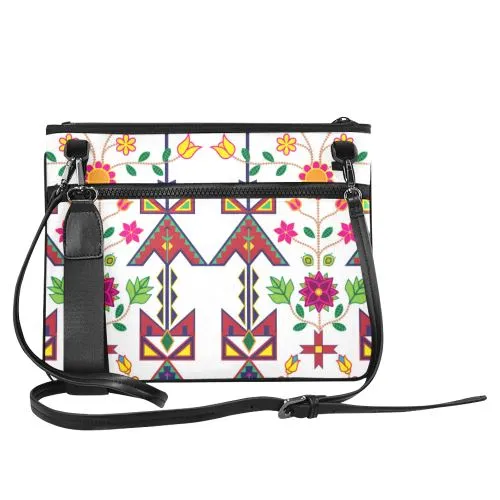 Geometric Floral Spring-White Slim Clutch Bag