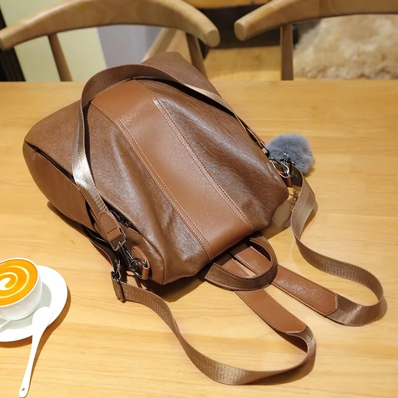 Handbag Female backpack mochila casual Multifunction Women Leather