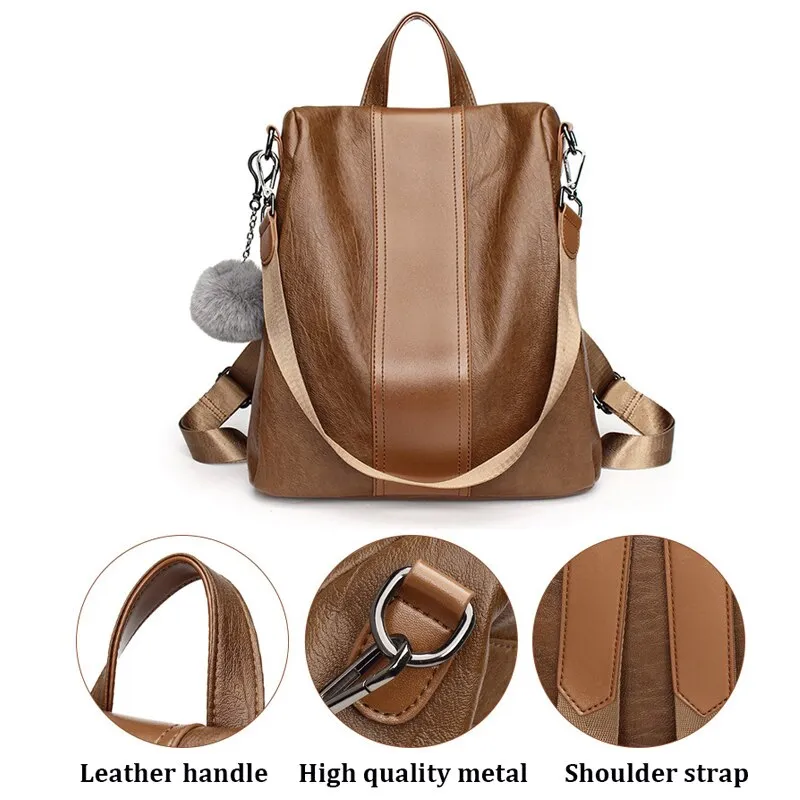 Handbag Female backpack mochila casual Multifunction Women Leather