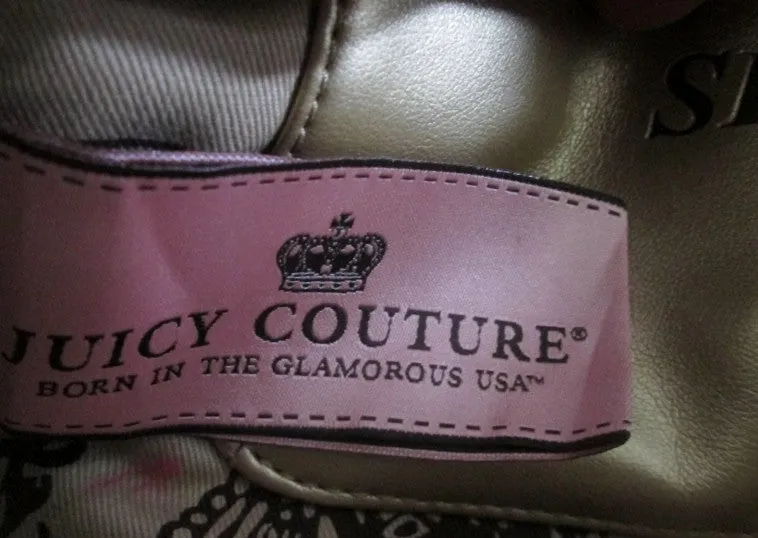 JUICY COUTURE Leather Velvet purse satchel bowler medical bag BROWN PINK M