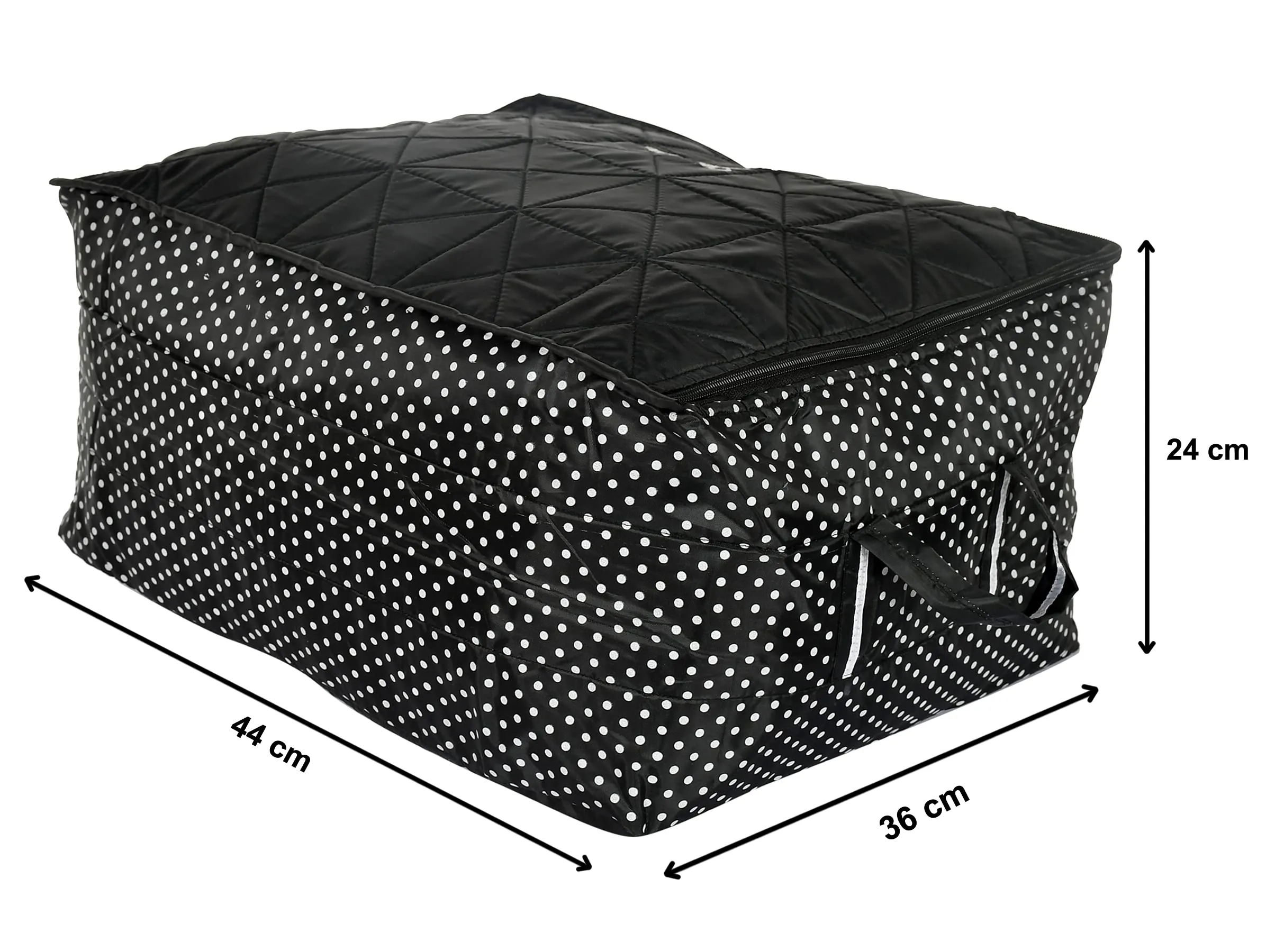 Kuber Industries Dot Printed Parachute Saree Cover Storage Bags for Clothes, Saree Organizer for Wardrobe, Organizers for Clothes With Handle-Pack of 2 (Black)