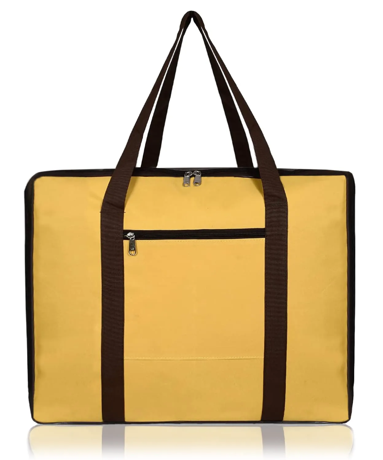 Kuber Industries Moisture Proof Wardrobe Organizer Storage Bag For Clothes With Zipper Closure and Handle (Yellow & Brown) (HS43KUBMART026653)