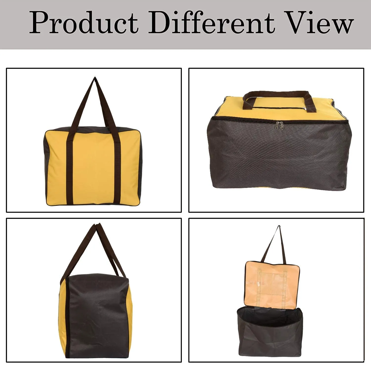 Kuber Industries Moisture Proof Wardrobe Organizer Storage Bag For Clothes With Zipper Closure and Handle (Yellow & Brown) (HS43KUBMART026653)