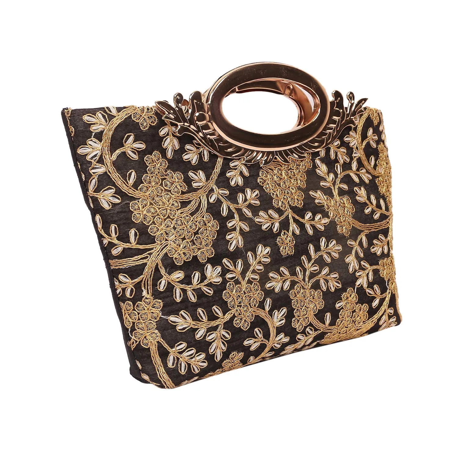 Kuber Industries Silk Clutch Ladies Handbag (Black) -CTKTC8783