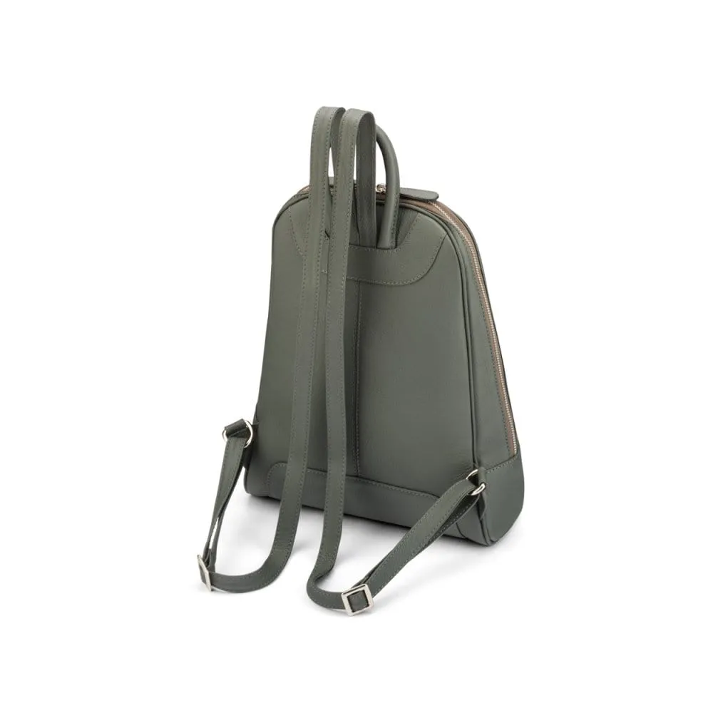 Ladies Leather Backpack - Grey