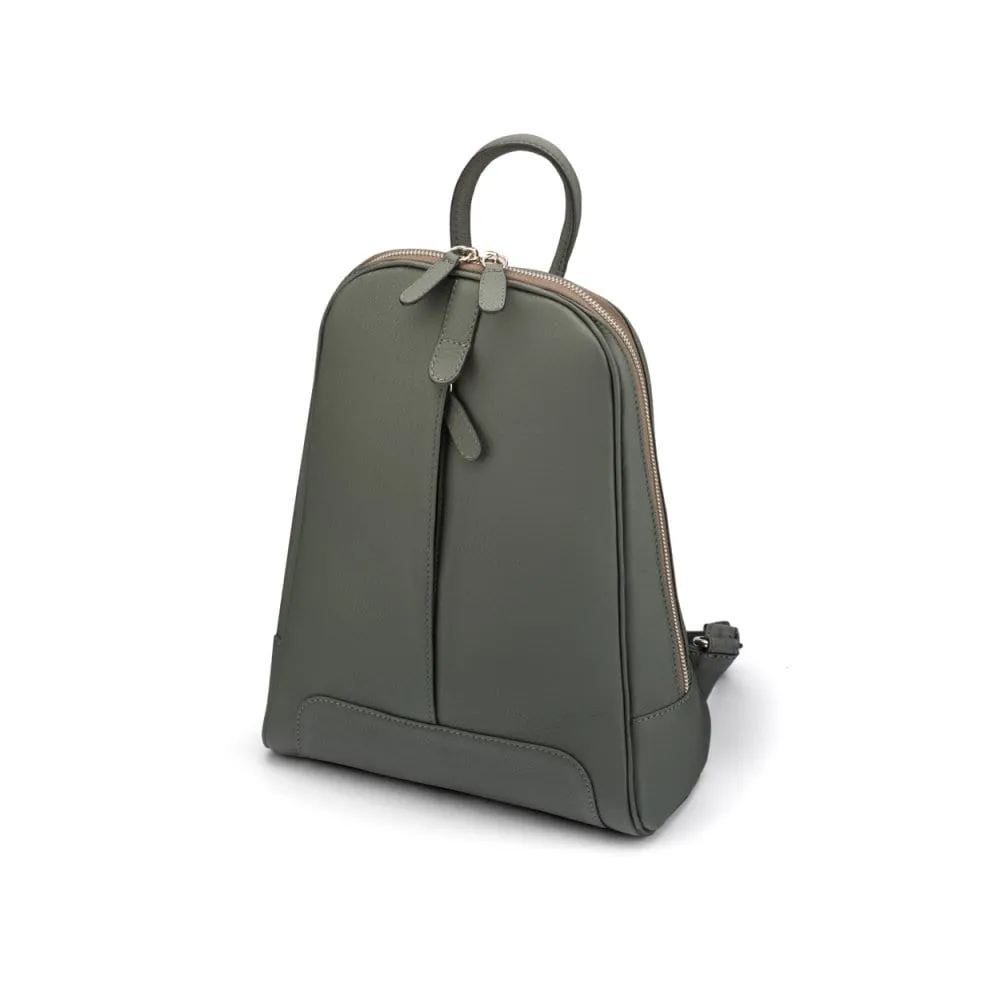 Ladies Leather Backpack - Grey