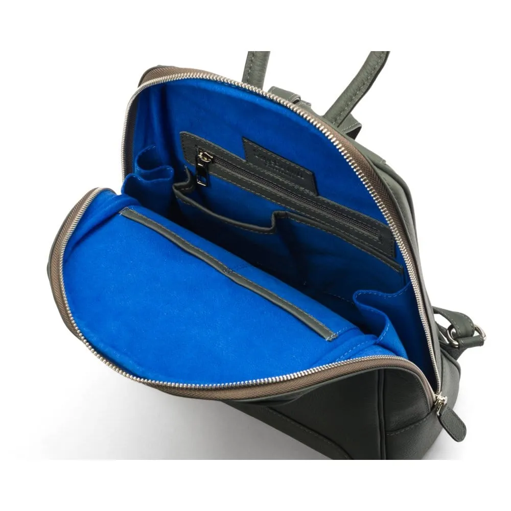 Ladies Leather Backpack - Grey