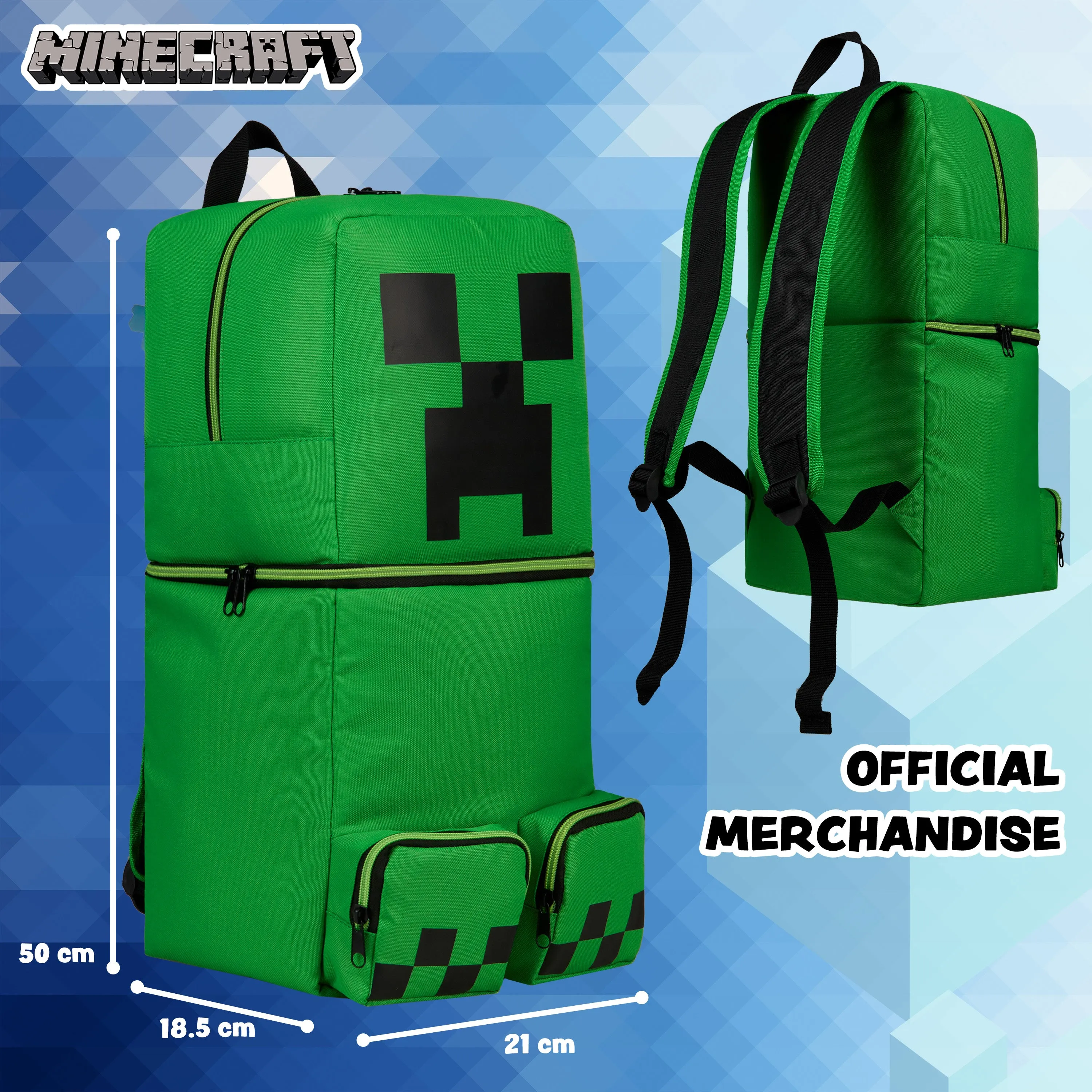 Minecraft Children's Backpacks for Boys, Creeper Green Rucksack