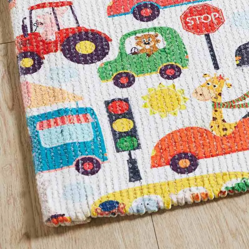 Mona B - Printed Animal Transport Kids Room Dhurrie Carpet Rug Runner Floor Mat for Living Room Bedroom: 2 X 3 Feet Multi Color (BR-307)